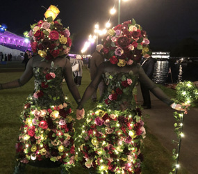 FESTIVAL ACT HIRE -LED FLORAL ACTS FOR FESTIVALS, NIGHT TRAILS, NIGHT GARDEN EVENTS - FEMMES DE FLEURS LED WALKABOUT FLOWER GIRL ACT LONDON