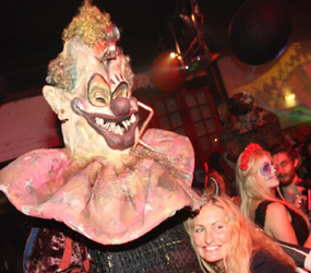 Demon Clown Stilts hire - HALLOWEEN ENTERTAINMENT -ToyShop Acts