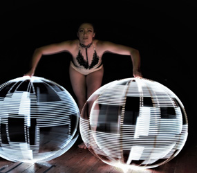 FUTURISTIC ACTS- LED HOOPS - PROGRAMMABLE FOR YOUR EVENT - LED HOOP PERFORMER