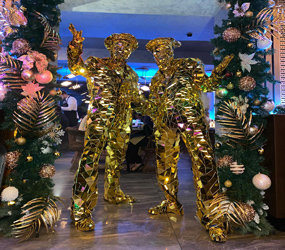 Gold Mirror Men Dancers - disco & gold themed parties hire 