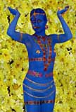 BOLLYWOOD THEMED LIVING STATUE: blue-hindi-bodypaint-living-statue