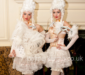 Marie Antoinette -the Masquerade Dolls - dancers and hostesses Masquerade + Marie Antoinette party entertainment