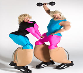1980s-aerobics themed fun stilt walkers hire