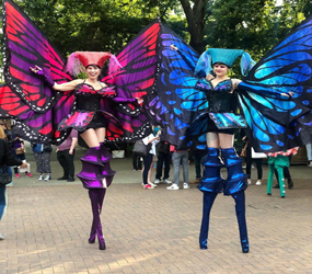 Enchanted Garden Entertainment- Midsummer Nights Butterfly stilt walkers hire