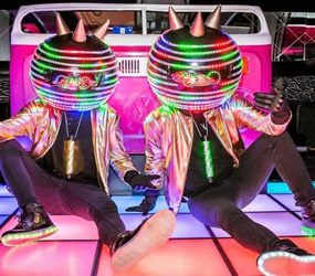Festival and club themed entertainment- STUDIO 54 THEMED ACTS - LED DISCO HEAD PERFORMERS 