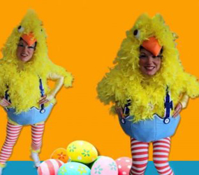 easter chicks act - funky roller skating chicks to give out eggs and make your Easter event guests Eggstatic!