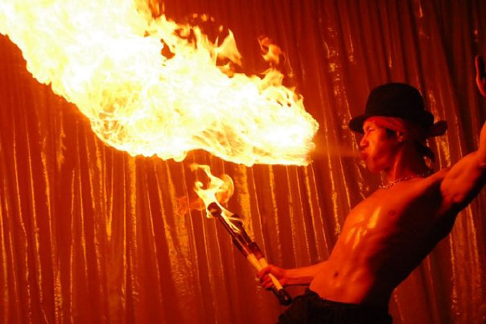 FIRE ACTS TO HIRE - DRAMATIC FIRE BREATHING - HIGH IMPACT ENTERTAINMENT TO HIRE