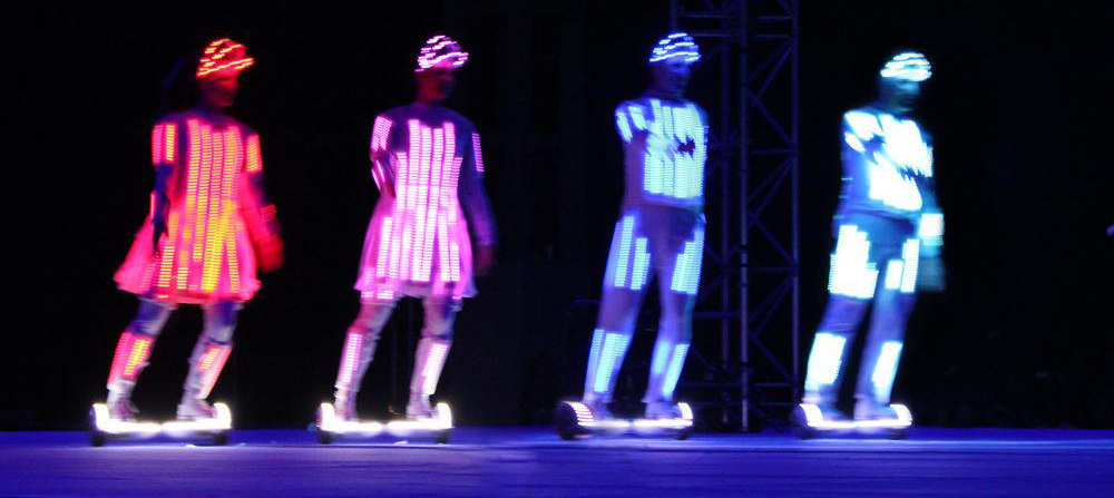 THE GLIDERS-FUTURISTIC LED HOVERBOARD DANCERS - FULLY CUSTOMISABLE WITH YOUR LOGO