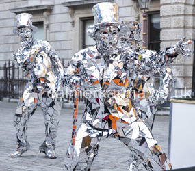 Festival Entertainment Ideas - the spectacular Mirror Men dancers +walkabout mirror act to hire 
