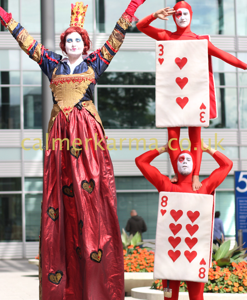 ALICE IN WONDERLAND ACROBATIC PLAYING CARDS- RED CARDS ACROBATS TO HIRE