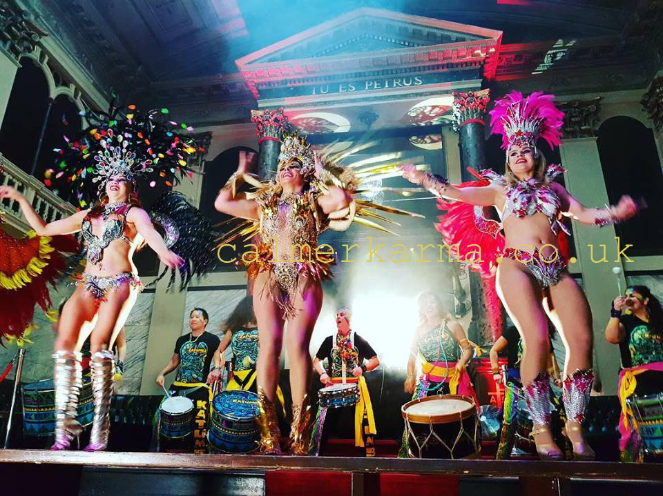 RIO CARNIVAL SAMBA DANCERS STAGED ACTS TO HIRE WITH LIVE DRUMMERS UK