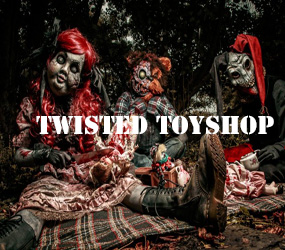 HALLOWEEN TWISTED TOYSHOP THEMED ENTERTAINMENT PERFORMERS TO HIRE LONDON MANCHESTER BIRMINGHAM 