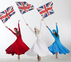 Union Flag dancers - Book Kings Coronation Entertainment and dancers uk