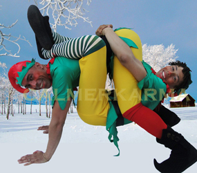 Acrobatic Christmas Elves hire uk
