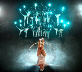 LED CHANDELIER -SPECTACULAR AERIAL CHANDALIER ACT - AERIAL ACROBATS LONDON HARROGATE MANCHESTER