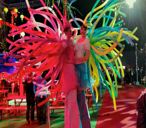 Festival themed entertainment - balloon belle stilt walker hire