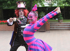 Alice in Wonderland themed entertainment - Mad Hatter Lookalike and Cheshire Cat stretch 