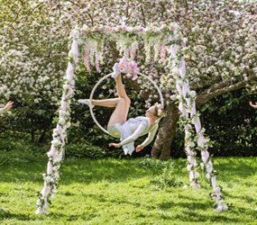 FLORAL SPRING THEMED ENTERTAINMENT - PORTABLE AERIALIST ACT TO HIRE, MANCHESTER, LONDON, CARDIFF
