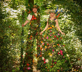 enchanted forest entertainment - floral stilt walkers 