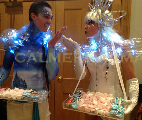 WINTER WONDERLAND THEMED ENTERTAINMENT - WINTER KISSES CANAPE HOSTESS + CANDY HOST TO HIRE UK
